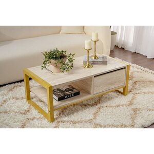 Imagine Masuta de cafea, Hanah Home, Haldizen, 105x40x55 cm, Travertin / Auriu