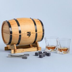 Imagine Set whisky 12 piese Gomera, Homla, 310 ml, lemn/sticla/inox, natur/negru
