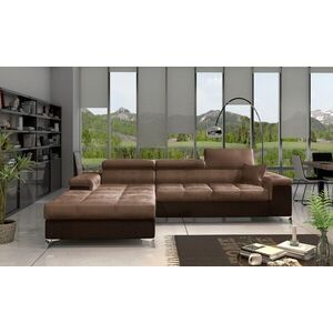Imagine Coltar extensibil stanga 4 locuri ELTAP, Ric-39, Ricardo, 281x205x88 cm, lemn/poliester, maro deschis/maro inchis