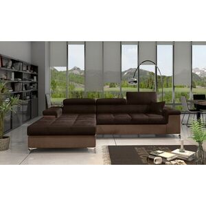 Imagine Coltar extensibil stanga 4 locuri ELTAP, Ric-41, Ricardo, 281x205x88 cm, lemn/poliester, maro inchis/maro deschis