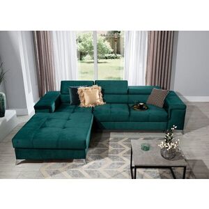 Imagine Coltar extensibil stanga 4 locuri ELTAP, Ric-45, Ricardo, 281x205x88 cm, lemn/poliester, verde inchis
