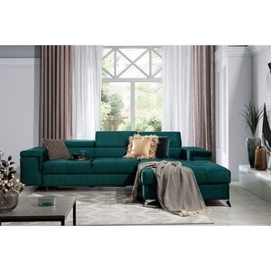 Imagine Coltar extensibil dreapta 4 locuri ELTAP, Ric-56, Ricardo, 281x205x88 cm, lemn/poliester, verde inchis