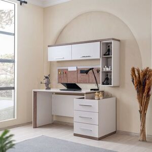 Imagine Birou, Hanah Home, Milano, 100x88x57 cm, PAL, Crem/Maro