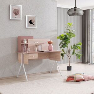 Imagine Birou, Hanah Home, Rosetta, 130x120x60 cm, PAL, Maro / Roz