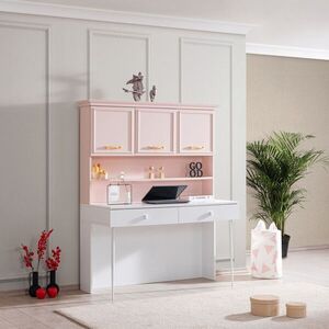 Imagine Birou, Hanah Home, Rosa, 138x167x60 cm, PAL, Roz/Alb