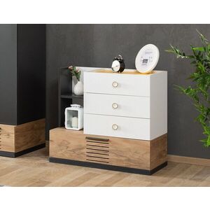 Imagine Dulap, Hanah Home, Relax, 80x75x45 cm, PAL, Alb / Antracit / Galben / Maro