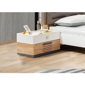 Imagine Noptiera, Hanah Home, Relax, 110x36x55 cm, PAL, Alb / Antracit / Galben / Maro