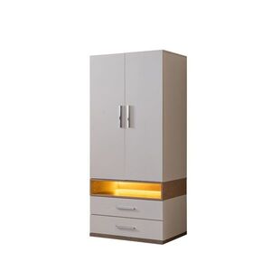Imagine Dulap pentru haine, Hanah Home, Milano 2, 90x200x60 cm, PAL, Alb/Maro