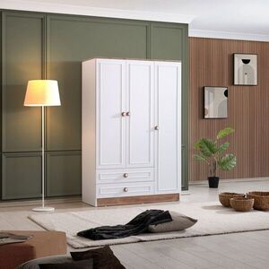 Imagine Dulap pentru haine, Hanah Home, Beta 3, 118x182x50 cm, PAL, Maro/Alb