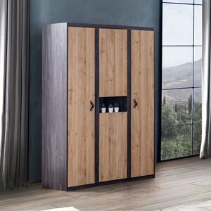 Imagine Dulap pentru haine, Hanah Home, Aktif, 132x195x53 cm, PAL, Antracit/Maro