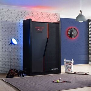 Imagine Dulap pentru haine, Hanah Home, Gaming Zone 2, 130x200x62 cm, PAL, Antracit