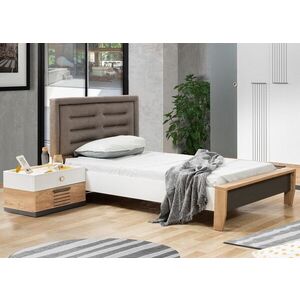 Imagine Pat de o persoană, Hanah Home, Relax, 110x100x228 cm, PAL, Alb / Antracit / Galben / Maro