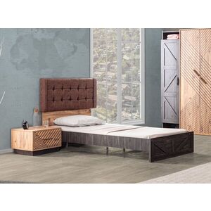 Imagine Pat de o persoană, Hanah Home, Antik, 116x108x207 cm, PAL, Antracit/Maro