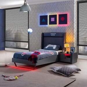 Imagine Pat de o persoană, Hanah Home, Gaming Zone, 118x110x206 cm, PAL, Antracit