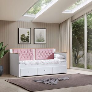 Imagine Pat de zi, Hanah Home, Alacati, 209x99x93 cm, PAL, Alb/Roz