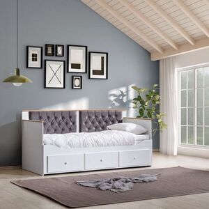 Imagine Pat de zi, Hanah Home, Alacati, 209x99x93 cm, PAL, Alb / Antracit