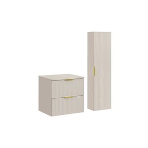 Imagine Set mobilier baie Adel Cashmere 60 cm, dulap inalt si masca lavoar, Comad, MDF/PAL, casmir