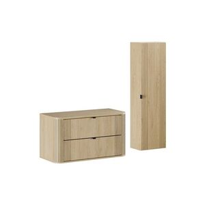 Imagine Set mobilier baie, Ovalia Cremona 120 cm, dulap inalt si masca lavoar, Comad, MDF/PAL, stejar