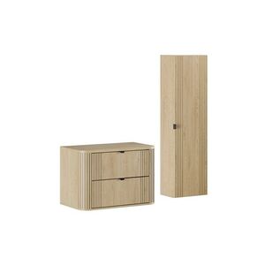 Imagine Set mobilier baie, Ovalia Cremona 80 cm, dulap inalt si masca lavoar, Comad, MDF/PAL, stejar
