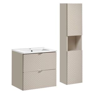 Imagine Set mobilier baie Viva Cashmere Dance 60 cm, dulap inalt si masca cu lavoar, Comad, MDF/PAL, casmir