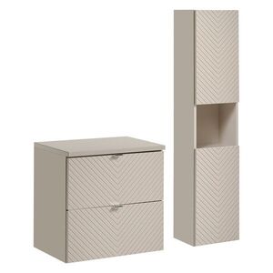 Imagine Set mobilier baie Viva Cashmere 60 cm HC, dulap inalt si masca lavoar, Comad, MDF/PAL, casmir