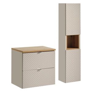 Imagine Set mobilier baie Viva Cashmere 60 cm S HC, dulap inalt si masca lavoar, Comad, MDF/PAL, casmir/stejar
