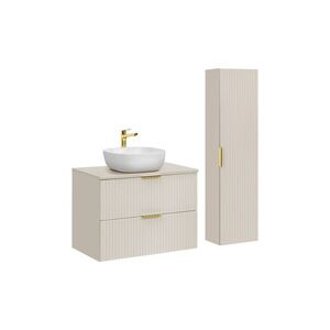Imagine Set mobilier baie Adel Cashmere Smile 80 cm HC, dulap inalt si masca lavoar, Comad, MDF/PAL, casmir
