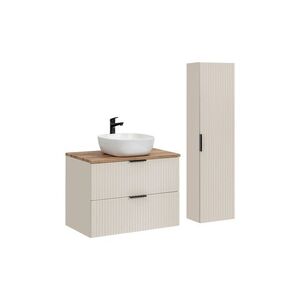 Imagine Set mobilier baie Adel Cashmere Wotan Smile 80 cm, dulap inalt si masca cu lavoar, Comad, MDF/PAL, casmir