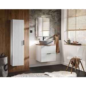 Imagine Set mobilier Adel White Anna 60 cm, dulap inalt, masca cu lavoar si oglinda cu LED, Comad, alb