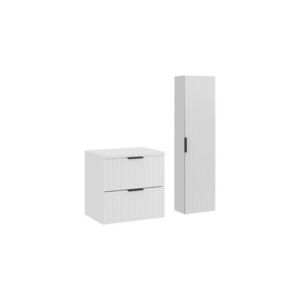 Imagine Set mobilier baie Adel White 60 cm HC, dulap inalt si masca lavoar, Comad, MDF/PAL, alb mat