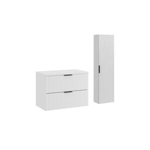 Imagine Set mobilier baie Adel White 80 cm HC, dulap inalt si masca lavoar, Comad, MDF/PAL, alb mat