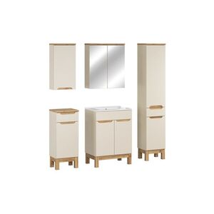 Imagine Set mobilier baie Bali Cashmere Lava 60 cm HC MC, dulapuri, oglinda si masca cu lavoar, Comad, MDF/PAL, casmir