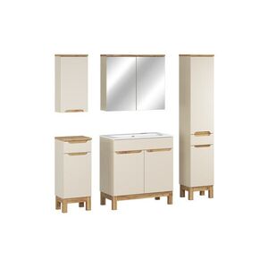 Imagine Set mobilier baie Bali Cashmere Sky 80 cm, dulapuri, masca cu lavoar si cabinet cu oglinda, Comad, MDF/PAL, casmir