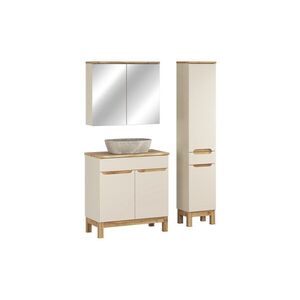 Imagine Set mobilier baie Bali Cashmere Anna 80 cm, dulap inalt, masca cu lavoar si cabinet cu oglinda, Comad, MDF/PAL, casmir