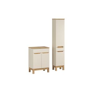 Imagine Set mobilier baie Bali Cashmere Wotan 60 cm HC, dulap inalt si masca lavoar, Comad, MDF/PAL, casmir
