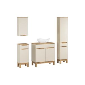 Imagine Set mobilier baie Bali Cashmere Wotan 80 cm HC LC, dulapuri, masca cu lavoar si cabinet cu oglinda, Comad, MDF/PAL, casmir