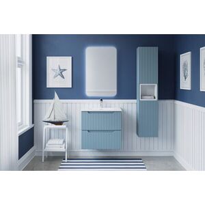 Imagine Set mobilier baie Nova Denim Sky 60 cm, dulap inalt si masca cu lavoar, Comad, MDF/PAL, albastru denim