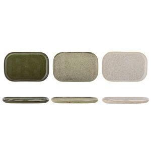 Imagine Set 3 farfurii desert, Bloomingville, Addison, 22.5x14.5x1.5 cm, ceramica, verde