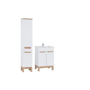 Imagine Set mobilier baie Bali White Lava 60 cm, dulap inalt si masca cu lavoar, Comad, MDF/PAL, alb