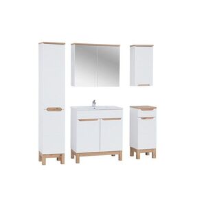Imagine Set mobilier baie Bali White Lava 80 cm 804 1, dulapuri, masca cu lavoar si cabinet cu oglinda, Comad, MDF/PAL, alb