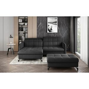 Imagine Set coltar extensibil stanga 3 locuri si taburet ELTAP, Lor_LP_05, Lorelle, 225x160x105 cm / 100x70x45 cm, lemn/poliester, gri inchis