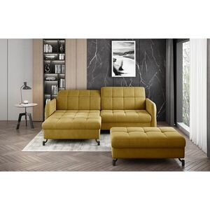 Imagine Set coltar extensibil stanga 3 locuri si taburet ELTAP, Lor_LP_06, Lorelle, 225x160x105 cm / 100x70x45 cm, lemn/poliester, mustar