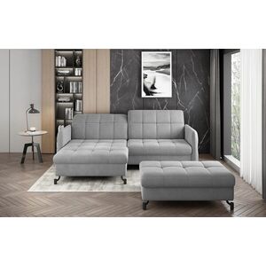 Imagine Set coltar extensibil stanga 3 locuri si taburet ELTAP, Lor_LP_07, Lorelle, 225x160x105 cm / 100x70x45 cm, lemn/poliester, gri deschis