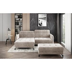 Imagine Set coltar extensibil stanga 3 locuri si taburet ELTAP, Lor_LP_10, Lorelle, 225x160x105 cm / 100x70x45 cm, lemn/poliester, bej