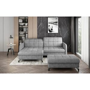 Imagine Set coltar extensibil stanga 3 locuri si taburet ELTAP, Lor_LP_14, Lorelle, 225x160x105 cm / 100x70x45 cm, lemn/poliester, gri deschis