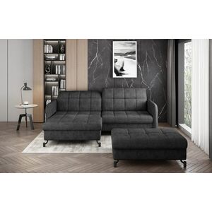 Imagine Set coltar extensibil stanga 3 locuri si taburet ELTAP, Lor_LP_15, Lorelle, 225x160x105 cm / 100x70x45 cm, lemn/poliester, gri inchis