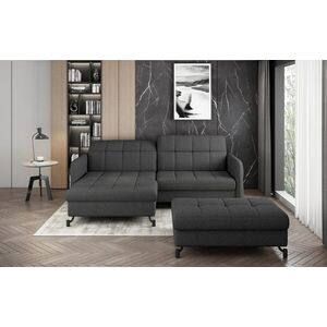 Imagine Set coltar extensibil stanga 3 locuri si taburet ELTAP, Lor_LP_18, Lorelle, 225x160x105 cm / 100x70x45 cm, lemn/poliester, gri inchis