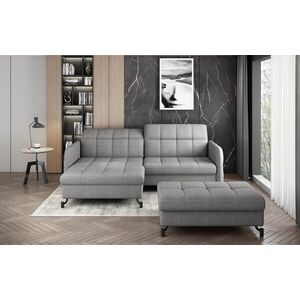 Imagine Set coltar extensibil stanga 3 locuri si taburet ELTAP, Lor_LP_28, Lorelle, 225x160x105 cm / 100x70x45 cm, lemn/poliester, gri deschis