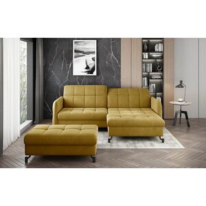 Imagine Set coltar extensibil dreapta 3 locuri si taburet ELTAP, Lor_PP_06, Lorelle, 225x160x105 cm / 100x70x45 cm, lemn/poliester, mustar