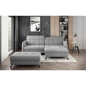 Imagine Set coltar extensibil dreapta 3 locuri si taburet ELTAP, Lor_PP_07, Lorelle, 225x160x105 cm / 100x70x45 cm, lemn/poliester, gri deschis